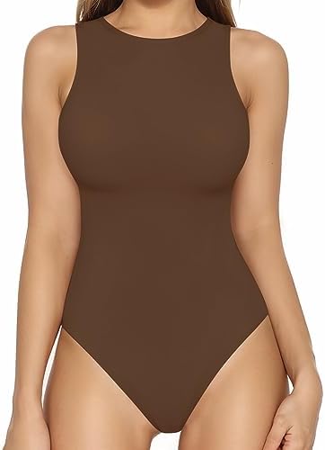 BODYSUIT ALTO,  sin mangas con cuello redondo para mujer, outfit Sexy informal.